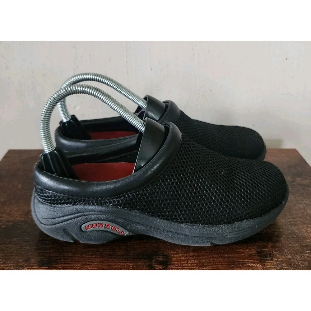 Merrell Womens Slip On Shoes Size 6.5 Black Encore Breeze Mesh Slides Clogs